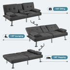 Sofá cama futón convertible tapizado en tela