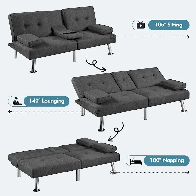 Sofá cama futón convertible tapizado en tela