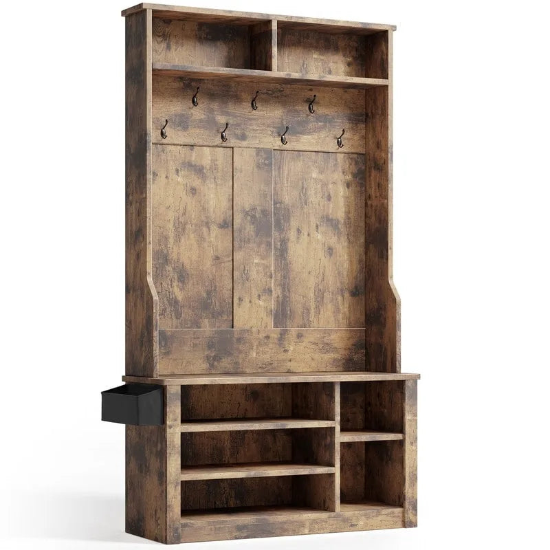 Mueble recibidor de 39.37" de ancho, banco de entrada 3 en 1 con perchero y zapatero