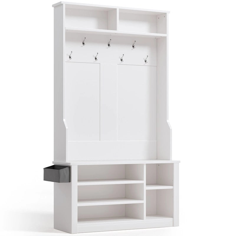 Mueble recibidor de 39.37" de ancho, banco de entrada 3 en 1 con perchero y zapatero