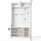 Mueble recibidor de 39.37" de ancho, banco de entrada 3 en 1 con perchero y zapatero