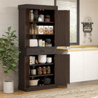 Alacena de cocina independiente de 71" con 4 puertas y 2 gabinetes grandes, gabinete alto de almacenamiento con cajón ancho para comedor