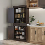 Alacena de cocina independiente de 71" con 4 puertas y 2 gabinetes grandes, gabinete alto de almacenamiento con cajón ancho para comedor