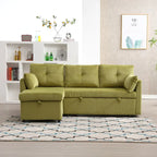 Sofá seccional modular en forma de L de pana con chaise de almacenamiento, Oliva