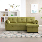 Sofá seccional modular en forma de L de pana con chaise de almacenamiento, Oliva