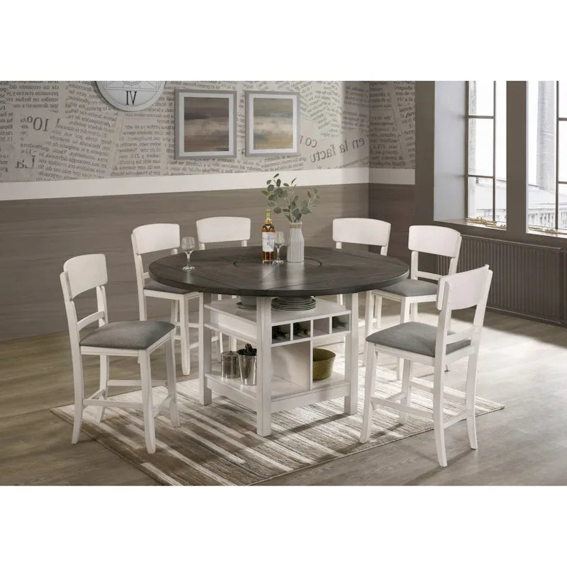 2 Sillas de Comedor de Altura de Encimera Tapizadas de Transición/Taburetes de Bar, Acabado Marrón, Muebles de Madera