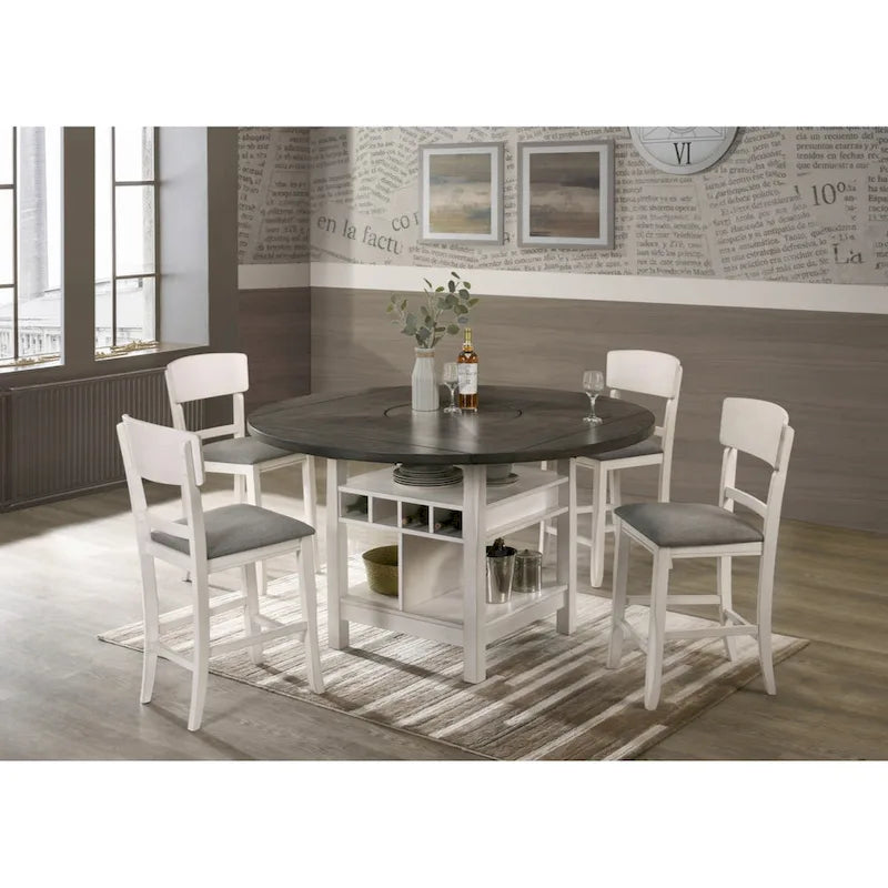 2 Sillas de Comedor de Altura de Encimera Tapizadas de Transición/Taburetes de Bar, Acabado Marrón, Muebles de Madera
