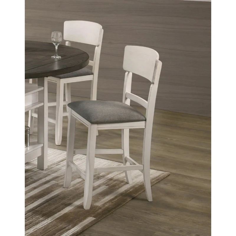 2 Sillas de Comedor de Altura de Encimera Tapizadas de Transición/Taburetes de Bar, Acabado Marrón, Muebles de Madera