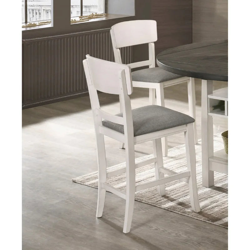 2 Sillas de Comedor de Altura de Encimera Tapizadas de Transición/Taburetes de Bar, Acabado Marrón, Muebles de Madera