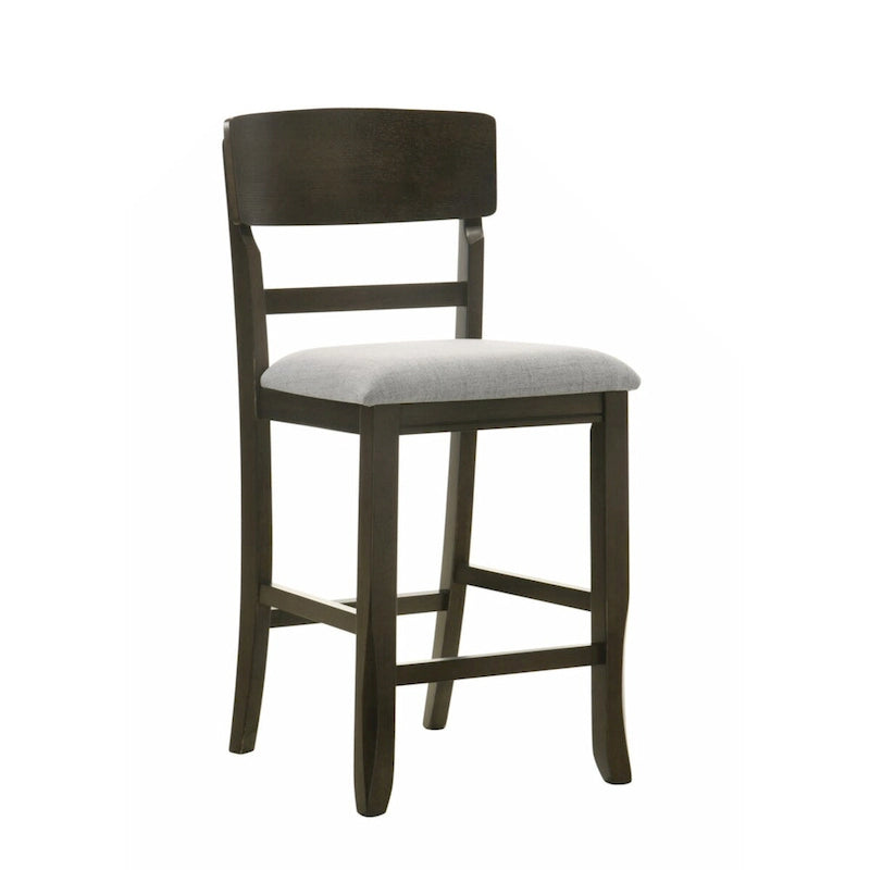 2 Sillas de Comedor de Altura de Encimera Tapizadas de Transición/Taburetes de Bar, Acabado Marrón, Muebles de Madera