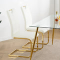 Sillas de comedor modernas de piel sintética con asiento acolchado y patas de metal dorado