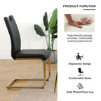Sillas de comedor modernas de piel sintética con asiento acolchado y patas de metal dorado