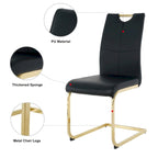 Sillas de comedor modernas de piel sintética con asiento acolchado y patas de metal dorado