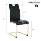 Sillas de comedor modernas de piel sintética con asiento acolchado y patas de metal dorado