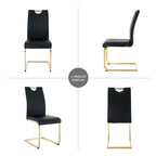 Sillas de comedor modernas de piel sintética con asiento acolchado y patas de metal dorado