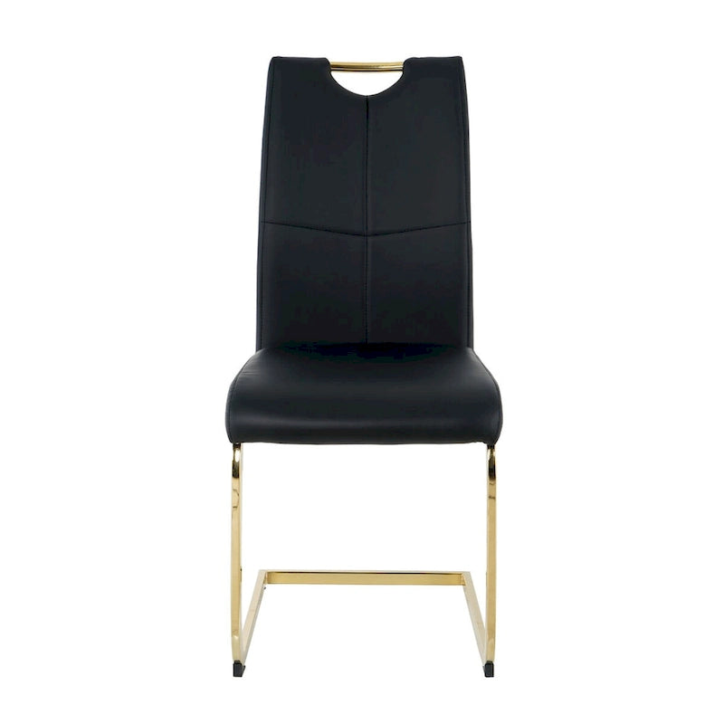 Sillas de comedor modernas de piel sintética con asiento acolchado y patas de metal dorado