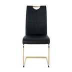 Sillas de comedor modernas de piel sintética con asiento acolchado y patas de metal dorado
