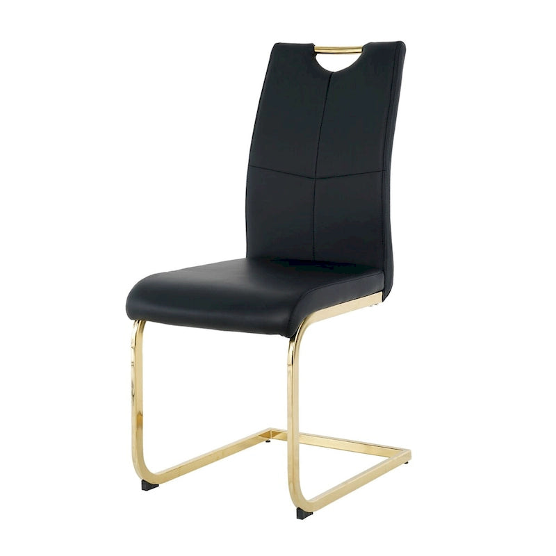 Sillas de comedor modernas de piel sintética con asiento acolchado y patas de metal dorado