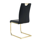 Sillas de comedor modernas de piel sintética con asiento acolchado y patas de metal dorado