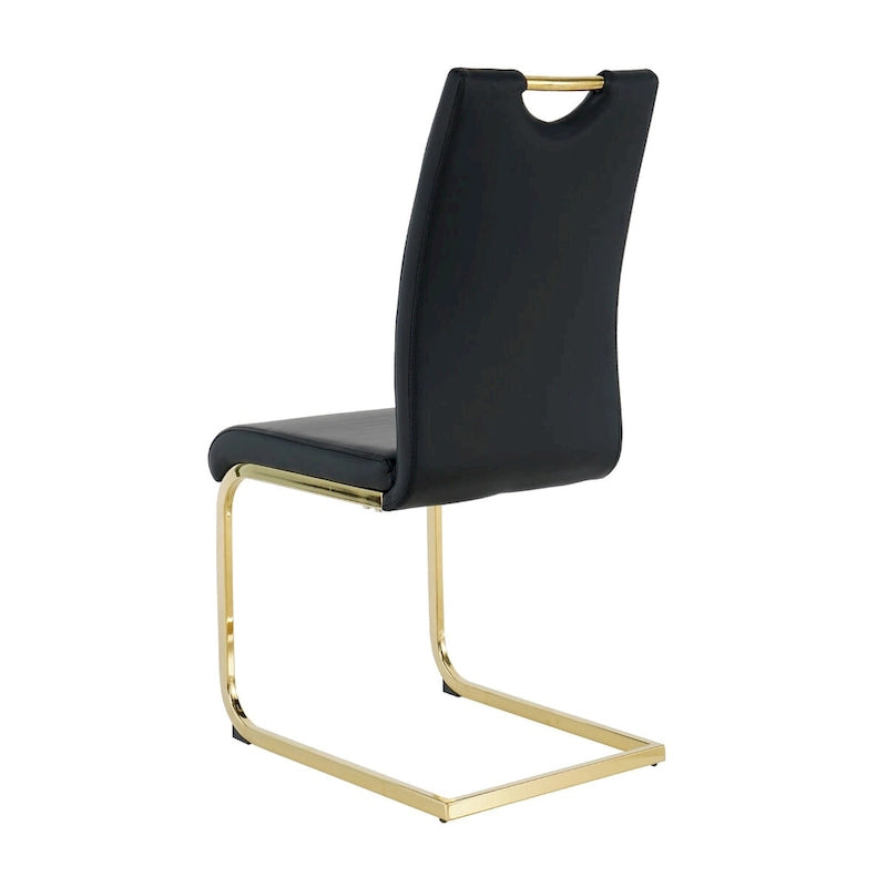 Sillas de comedor modernas de piel sintética con asiento acolchado y patas de metal dorado