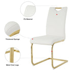 Sillas de comedor modernas de piel sintética con asiento acolchado y patas de metal dorado