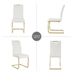 Sillas de comedor modernas de piel sintética con asiento acolchado y patas de metal dorado