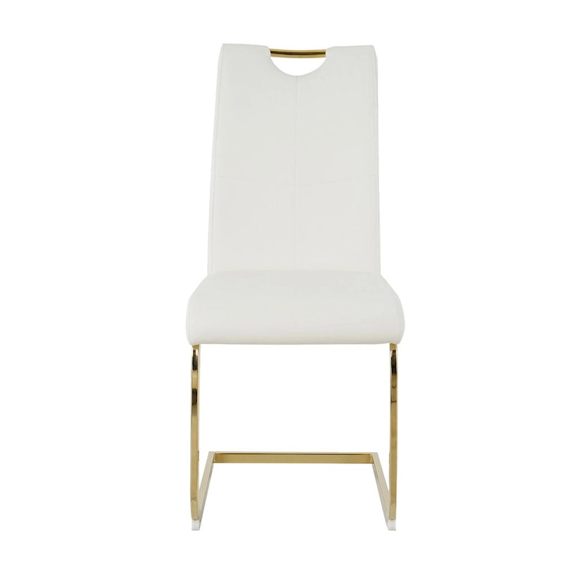 Sillas de comedor modernas de piel sintética con asiento acolchado y patas de metal dorado