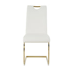 Sillas de comedor modernas de piel sintética con asiento acolchado y patas de metal dorado