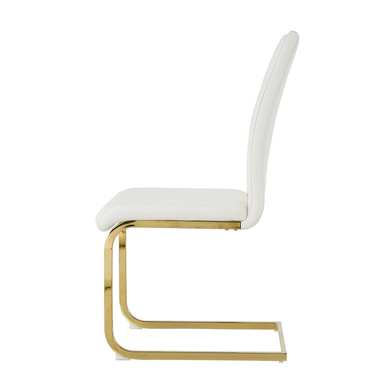 Sillas de comedor modernas de piel sintética con asiento acolchado y patas de metal dorado