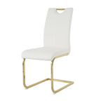Sillas de comedor modernas de piel sintética con asiento acolchado y patas de metal dorado