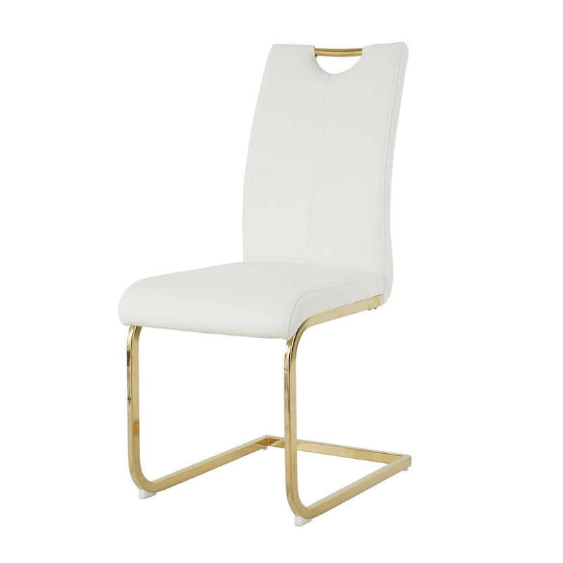 Sillas de comedor modernas de piel sintética con asiento acolchado y patas de metal dorado