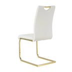 Sillas de comedor modernas de piel sintética con asiento acolchado y patas de metal dorado