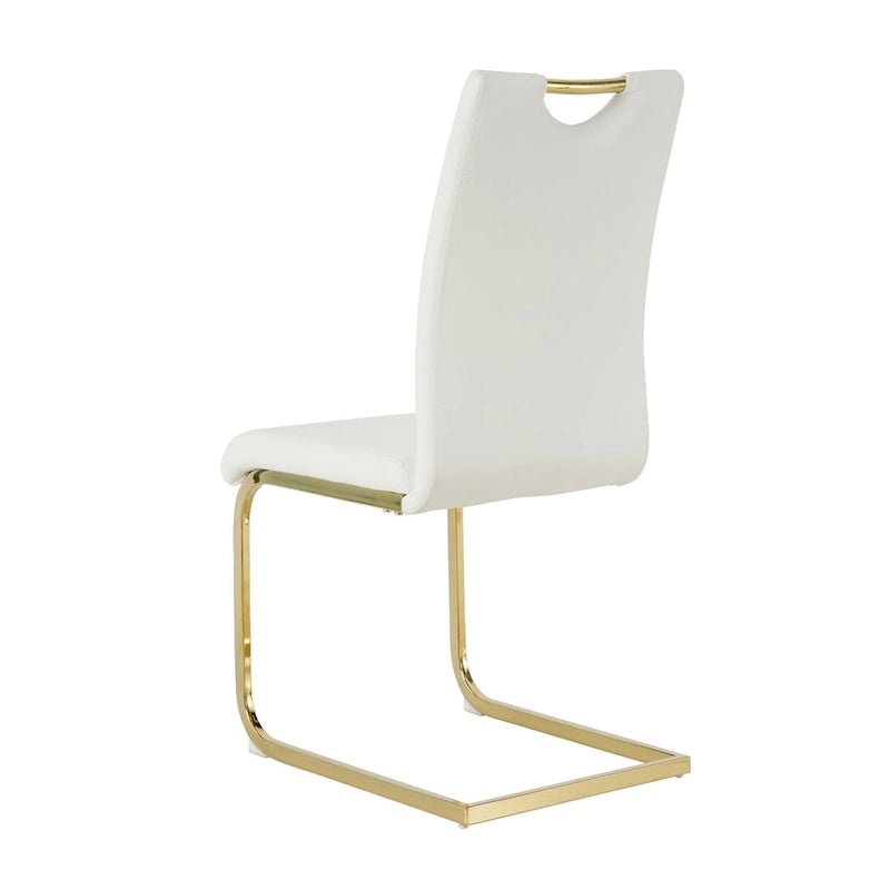 Sillas de comedor modernas de piel sintética con asiento acolchado y patas de metal dorado