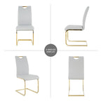 Sillas de comedor modernas de piel sintética con asiento acolchado y patas de metal dorado