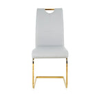 Sillas de comedor modernas de piel sintética con asiento acolchado y patas de metal dorado