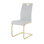 Sillas de comedor modernas de piel sintética con asiento acolchado y patas de metal dorado