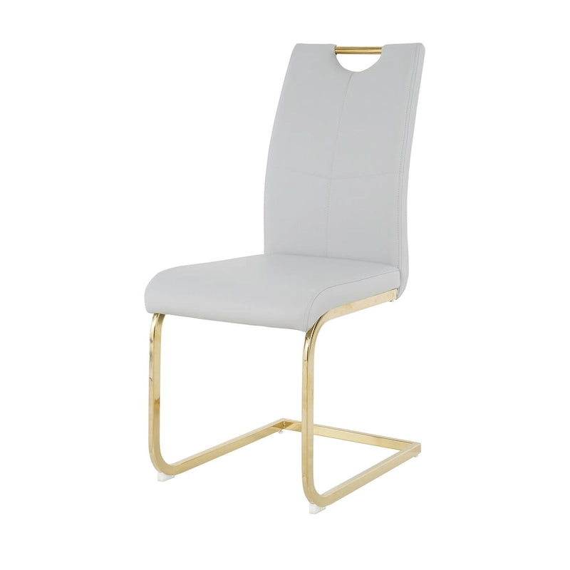 Sillas de comedor modernas de piel sintética con asiento acolchado y patas de metal dorado