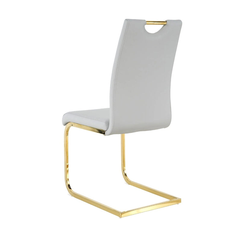 Sillas de comedor modernas de piel sintética con asiento acolchado y patas de metal dorado