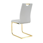 Sillas de comedor modernas de piel sintética con asiento acolchado y patas de metal dorado