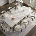 Mesa de comedor moderna minimalista extensible de 240 cm con tapa de piedra sinterizada y doble pedestal