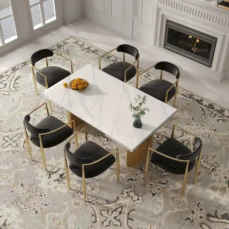Mesa de comedor moderna minimalista extensible de 240 cm con tapa de piedra sinterizada y doble pedestal