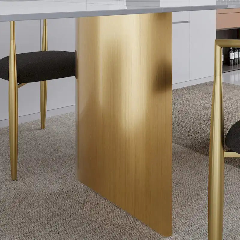 Mesa de comedor moderna minimalista extensible de 240 cm con tapa de piedra sinterizada y doble pedestal