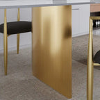 Mesa de comedor moderna minimalista extensible de 240 cm con tapa de piedra sinterizada y doble pedestal