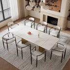 Mesa de comedor moderna minimalista extensible de 240 cm con tapa de piedra sinterizada y doble pedestal