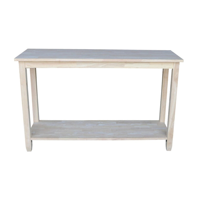 Mesa de sofá/servidor Solano de madera de caucho maciza sin acabar