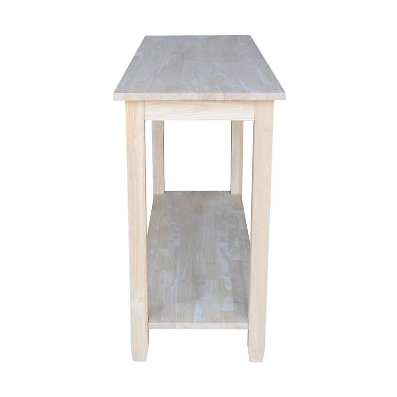 Mesa de sofá/servidor Solano de madera de caucho maciza sin acabar