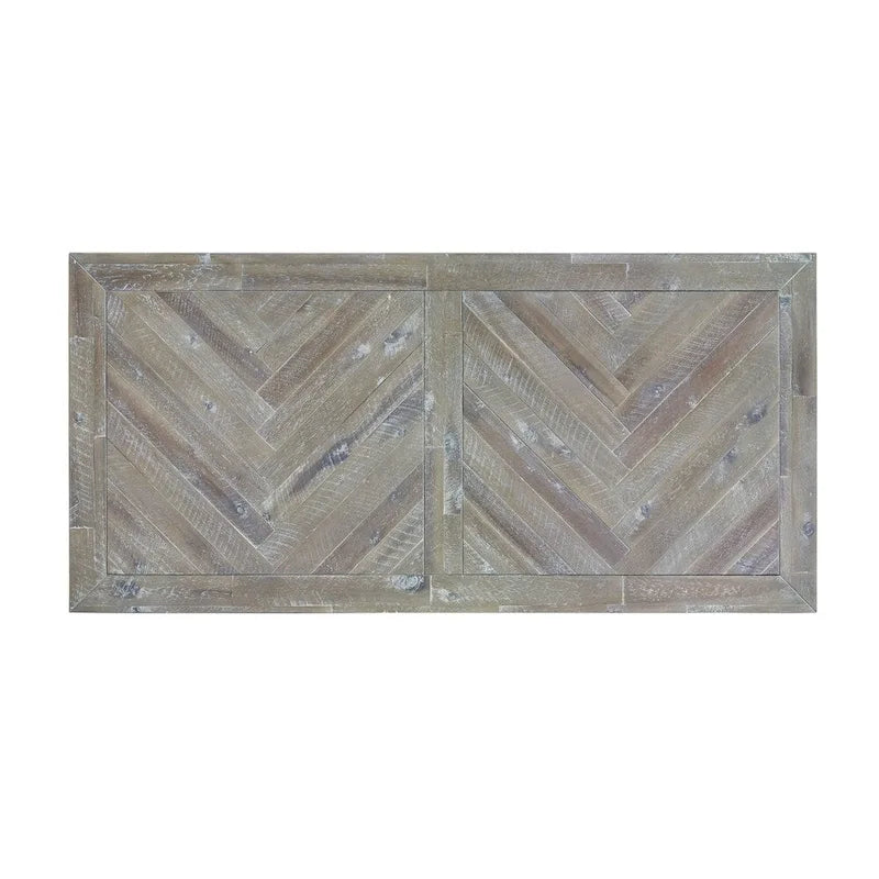 Mesa de centro con dos cajones y estante inferior con base aplanada, Gris Latte Rústico