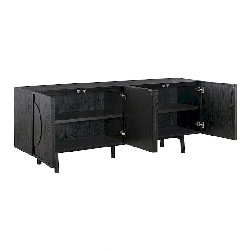 Aparador Consola de 79 Pulgadas con 4 Puertas, Negro