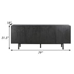 Aparador Consola de 79 Pulgadas con 4 Puertas, Negro