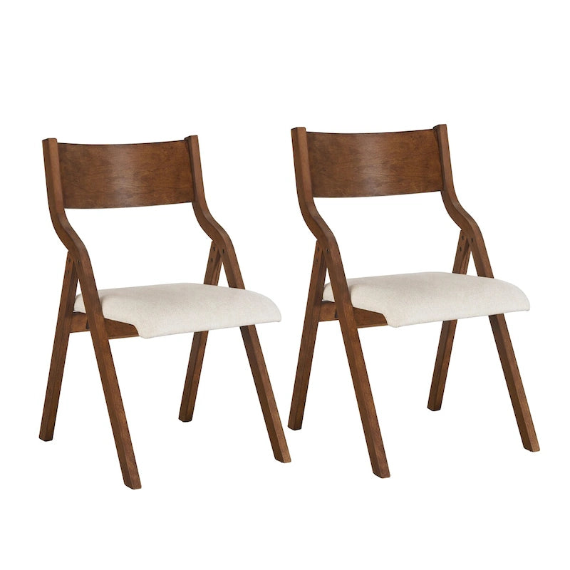 Sillas de comedor plegables tapizadas de 2 piezas, sillas de madera que ahorran espacio - Paquete de 2
